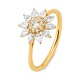 Anillo Rosetón de oro amarillo de 18 Kt con diamantes talla pera de 0,63 ct