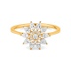 Anillo Rosetón de oro amarillo de 18 Kt con diamantes talla pera de 0,63 ct