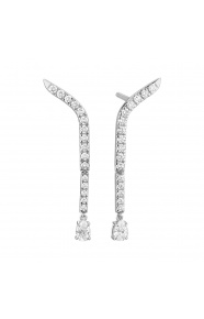 Pendientes Largos de oro blanco de 18 Kt con diamantes de 0,60 ct