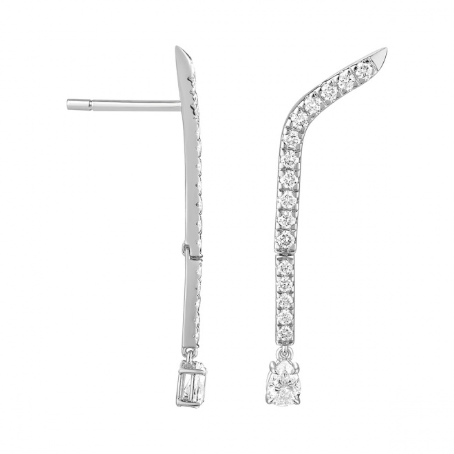 Pendientes Largos de oro blanco de 18 Kt con diamantes de 0,60 ct