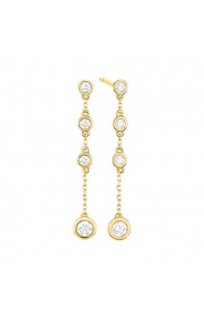 Pendientes Largos de oro amarillo de 18 Kt con diamantes de 0,35 ct