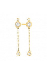 Pendientes Largos de oro amarillo de 18 Kt con diamantes de 0,27 ct