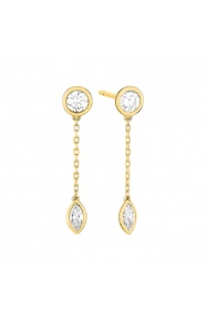 Pendientes Largos de oro amarillo de 18 Kt con diamantes de 0,50 ct