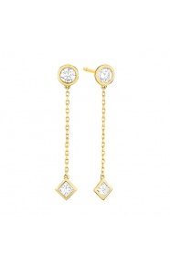 Pendientes Largos de oro amarillo de 18 Kt con diamantes de 0,55 ct