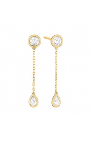 Pendientes Largos de oro amarillo de 18 Kt con diamantes de 0,50 ct