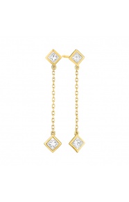 Pendientes Largos de oro amarillo de 18 Kt con diamantes talla princesa de 0,45 ct