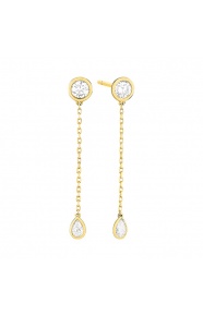 Pendientes Largos de oro amarillo de 18 Kt con diamantes de 0,65 ct