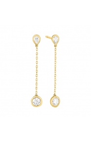 Pendientes Largos de oro amarillo de 18 Kt con diamantes de 0,65 ct