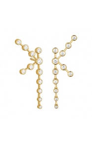 Pendientes Largos de oro amarillo de 18 Kt con diamantes de 0,75 ct