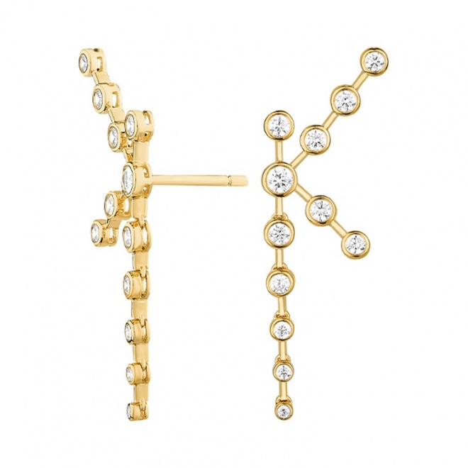 Pendientes Largos de oro amarillo de 18 Kt con diamantes de 0,75 ct