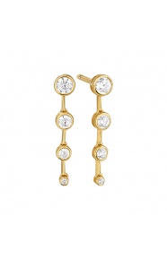 Pendientes Largos de oro amarillo de 18 Kt con diamantes de 0,45 ct