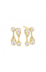 Pendientes Largos de oro amarillo de 18 Kt con diamantes de 0,50 ct