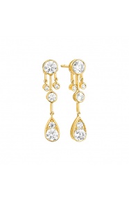 Pendientes Largos de oro amarillo de 18 Kt con diamantes de 1,20 ct