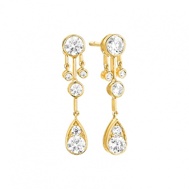 Pendientes Largos de oro amarillo de 18 Kt con diamantes de 1,20 ct