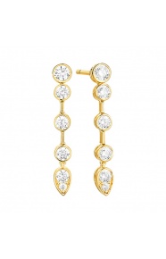 Pendientes Largos de oro amarillo de 18 Kt con diamantes de 0,75 ct