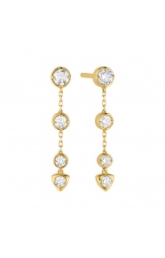 Pendientes Largos de oro amarillo de 18 Kt con diamantes de 0,55 ct