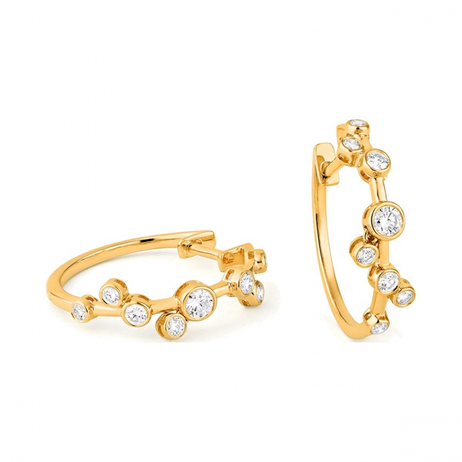 Pendientes Criollas de oro amarillo de 18 Kt con diamantes de 0,40 ct