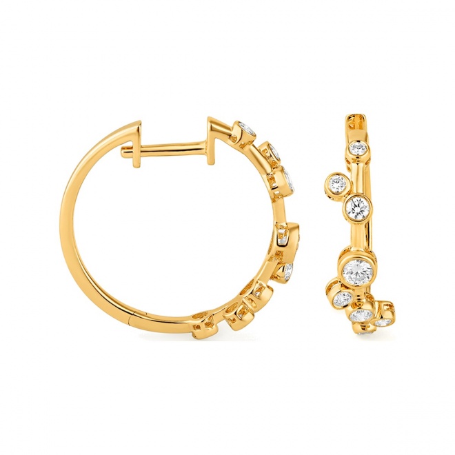 Pendientes Criollas de oro amarillo de 18 Kt con diamantes de 0,40 ct