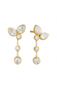 Pendientes Largos de oro amarillo de 18 Kt con diamantes talla pera de 0,69 ct