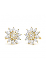 Pendientes Rosetón de oro amarillo de 18 Kt con diamantes talla pera de 1,25 ct