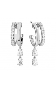 Pendientes Largos de oro blanco de 18 Kt con diamantes talla pera de 0,65 ct