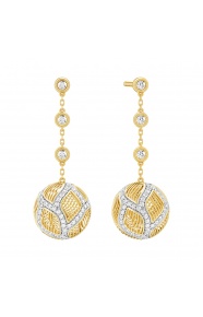 Pendientes Largos de oro amarillo de 18 Kt con diamantes de 0,70 ct