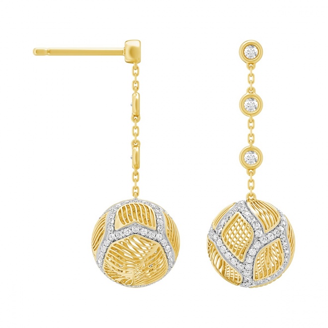 Pendientes Largos de oro amarillo de 18 Kt con diamantes de 0,70 ct