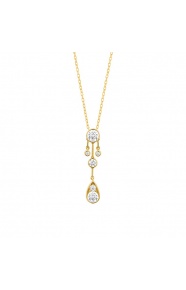 Colgante Largo de oro amarillo de 18 Kt con diamantes de 0,60 ct