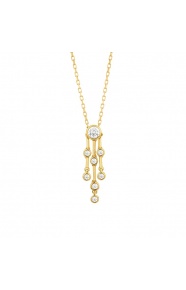 Colgante Largo de oro amarillo de 18 Kt con diamantes de 0,18 ct