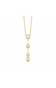Colgante Largo de oro amarillo de 18 Kt con diamantes de 0,28 ct