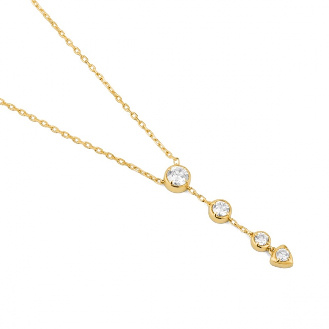 Colgante Largo de oro amarillo de 18 Kt con diamantes de 0,28 ct