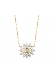 Colgante Rosetón de oro amarillo de 18 Kt con diamantes talla pera de 0,85 ct