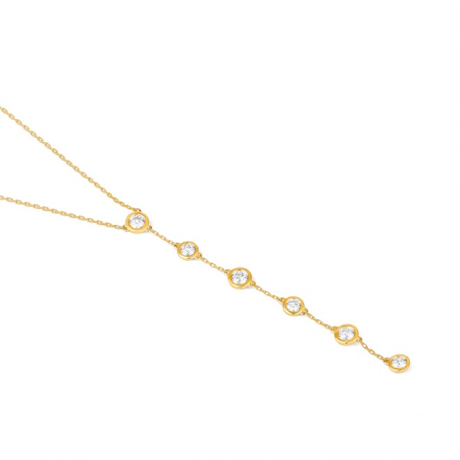 Collar Cadena con motivos de oro amarillo de 18 Kt con diamantes de 0,70 ct