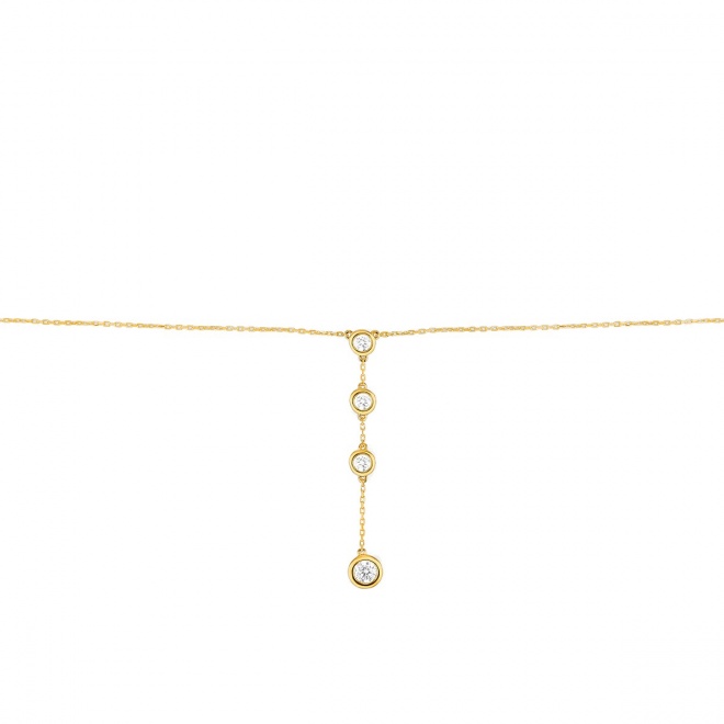 Collar Cadena con motivos de oro amarillo de 18 Kt con diamantes de 0,49 ct