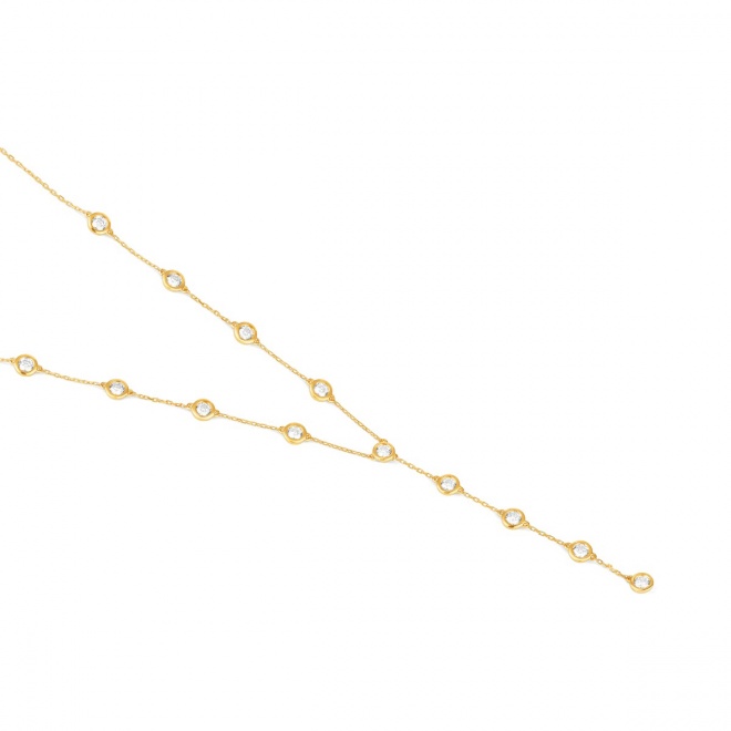 Collar Cadena con motivos de oro amarillo de 18 Kt con diamantes de 1,25 ct