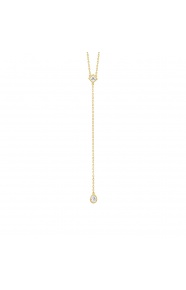 Collar Cadena con motivos de oro amarillo de 18 Kt con diamantes talla princesa de 0,21 ct
