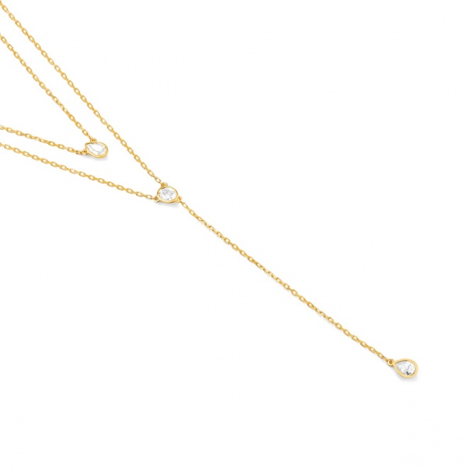 Collar Cadena con motivos de oro amarillo de 18 Kt con diamantes talla pera de 0,30 ct