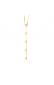 Collar Cadena con motivos de oro amarillo de 18 Kt con diamantes talla princesa de 0,58 ct