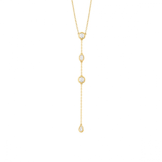 Collar Cadena con motivos de oro amarillo de 18 Kt con diamantes de 0,50 ct