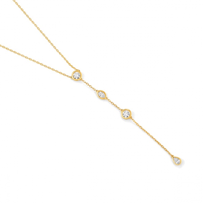 Collar Cadena con motivos de oro amarillo de 18 Kt con diamantes de 0,50 ct