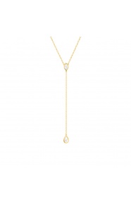 Collar Cadena con motivos de oro amarillo de 18 Kt con diamantes talla pera de 0,25 ct
