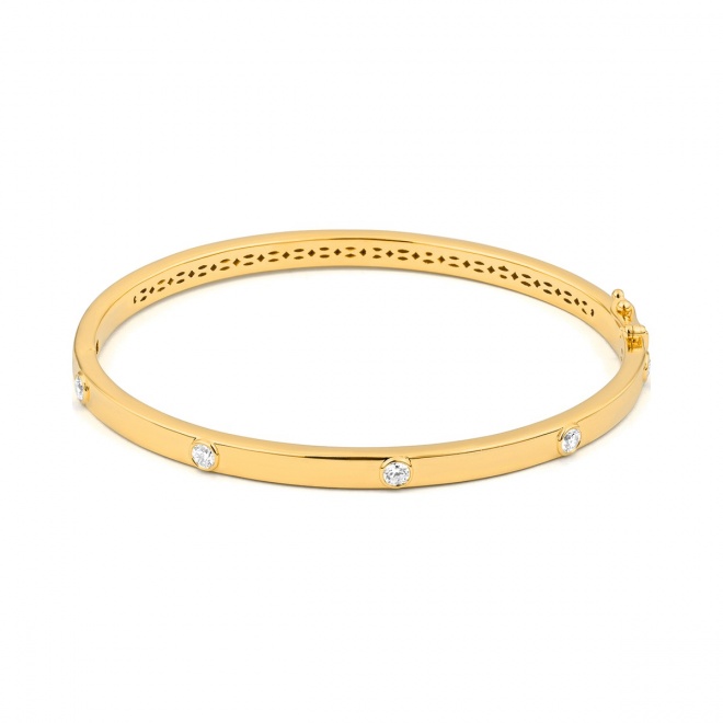 Esclava Plana de oro amarillo de 18 Kt con diamantes de 0,53 a 1,05 ct
