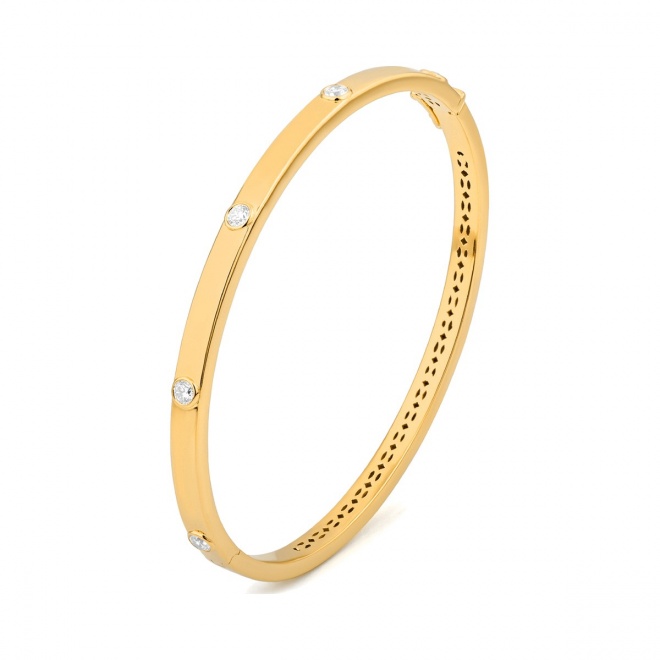 Esclava Plana de oro amarillo de 18 Kt con diamantes de 0,53 a 1,05 ct