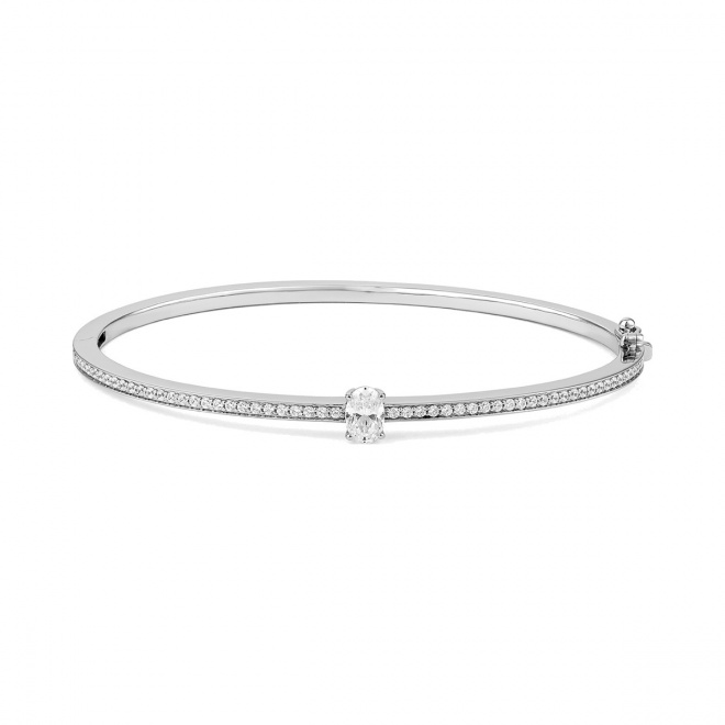 Esclava de oro blanco de 18 Kt con diamantes de 0,80 a 1,18 ct