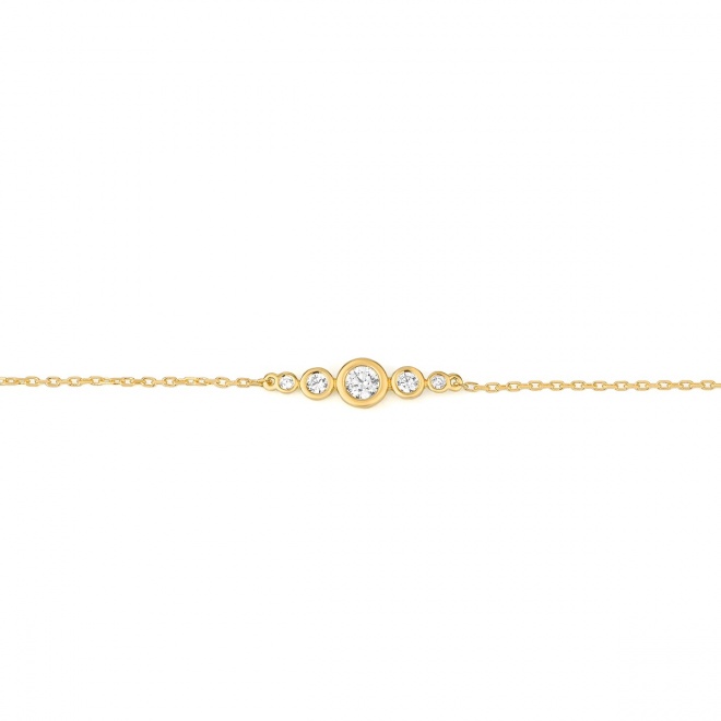 Pulsera con motivo y cadena de oro amarillo de 18 Kt con diamantes de 0,17 ct