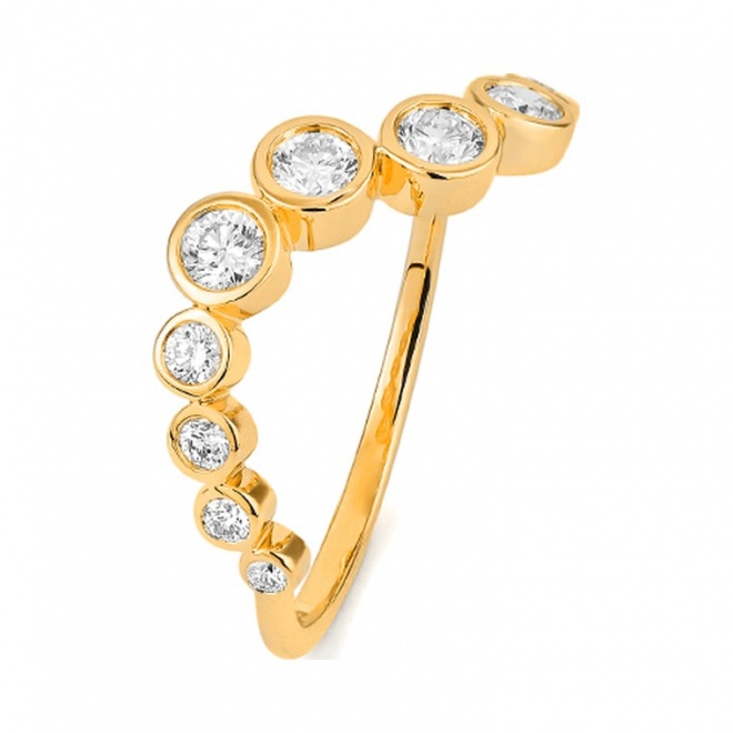 Anillo de oro amarillo de 18 Kt con diamantes de 0,55 ct