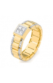 Anillo de oro de 18 Kt con diamantes talla princesa de 0,45 ct