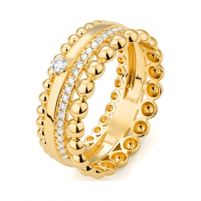 Anillo de oro amarillo de 18 Kt con diamantes de 0,16 ct
