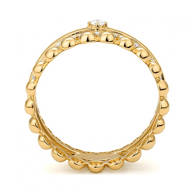 Anillo de oro amarillo de 18 Kt con diamantes de 0,16 ct