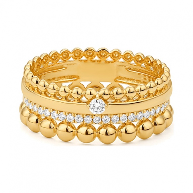 Anillo de oro amarillo de 18 Kt con diamantes de 0,16 ct